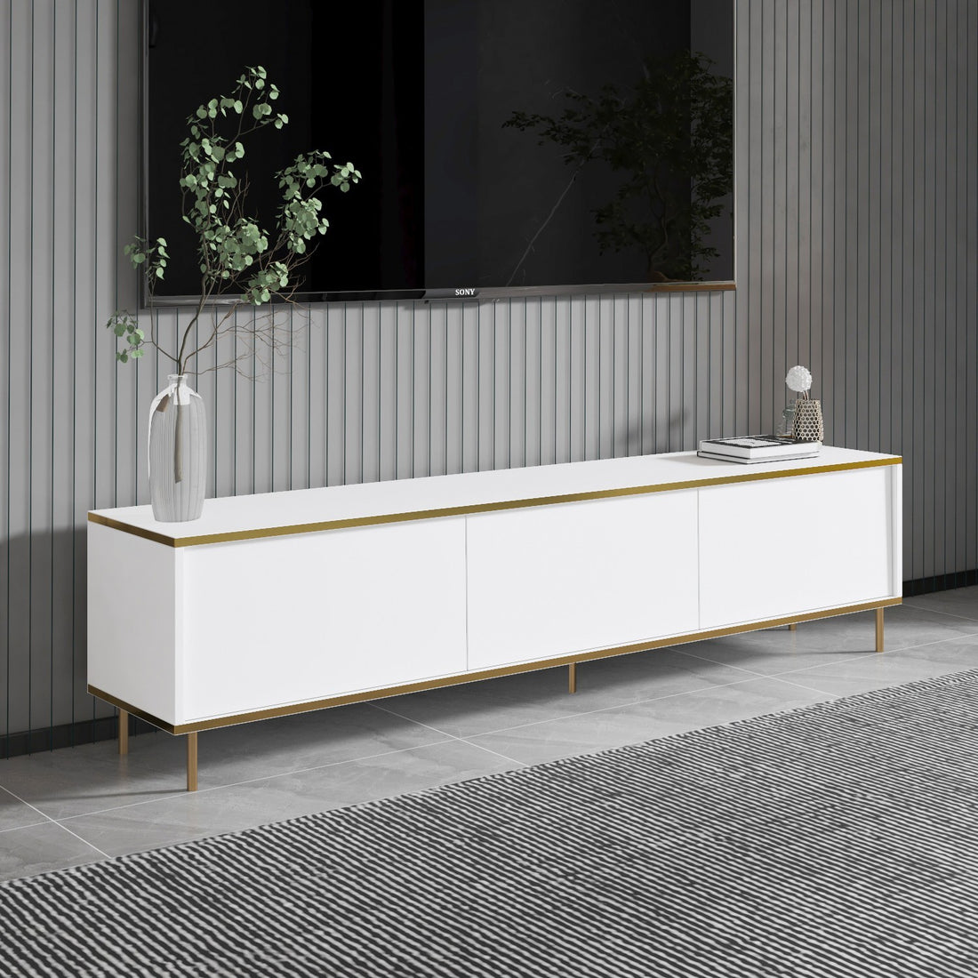 Meuble TV Imaj - White, Gold