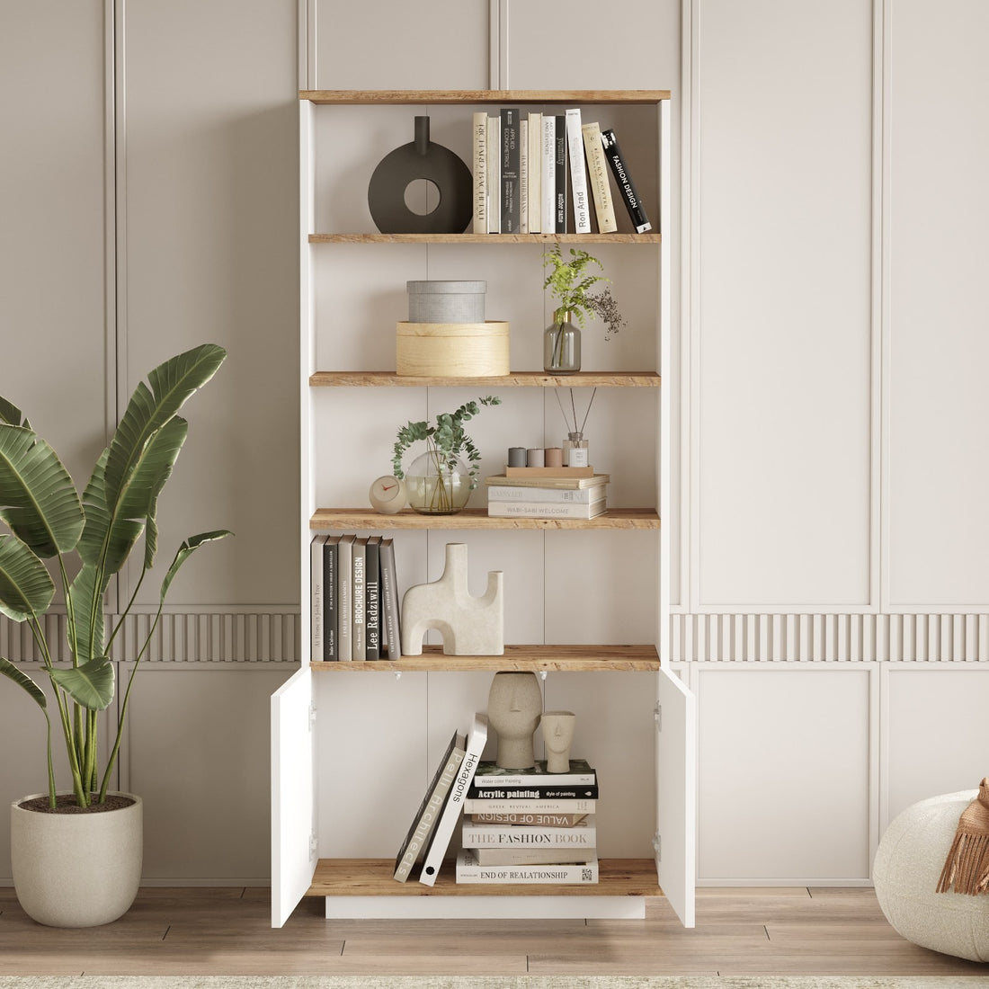 Ensemble de meubles de salon Dani Bois clair et Blanc