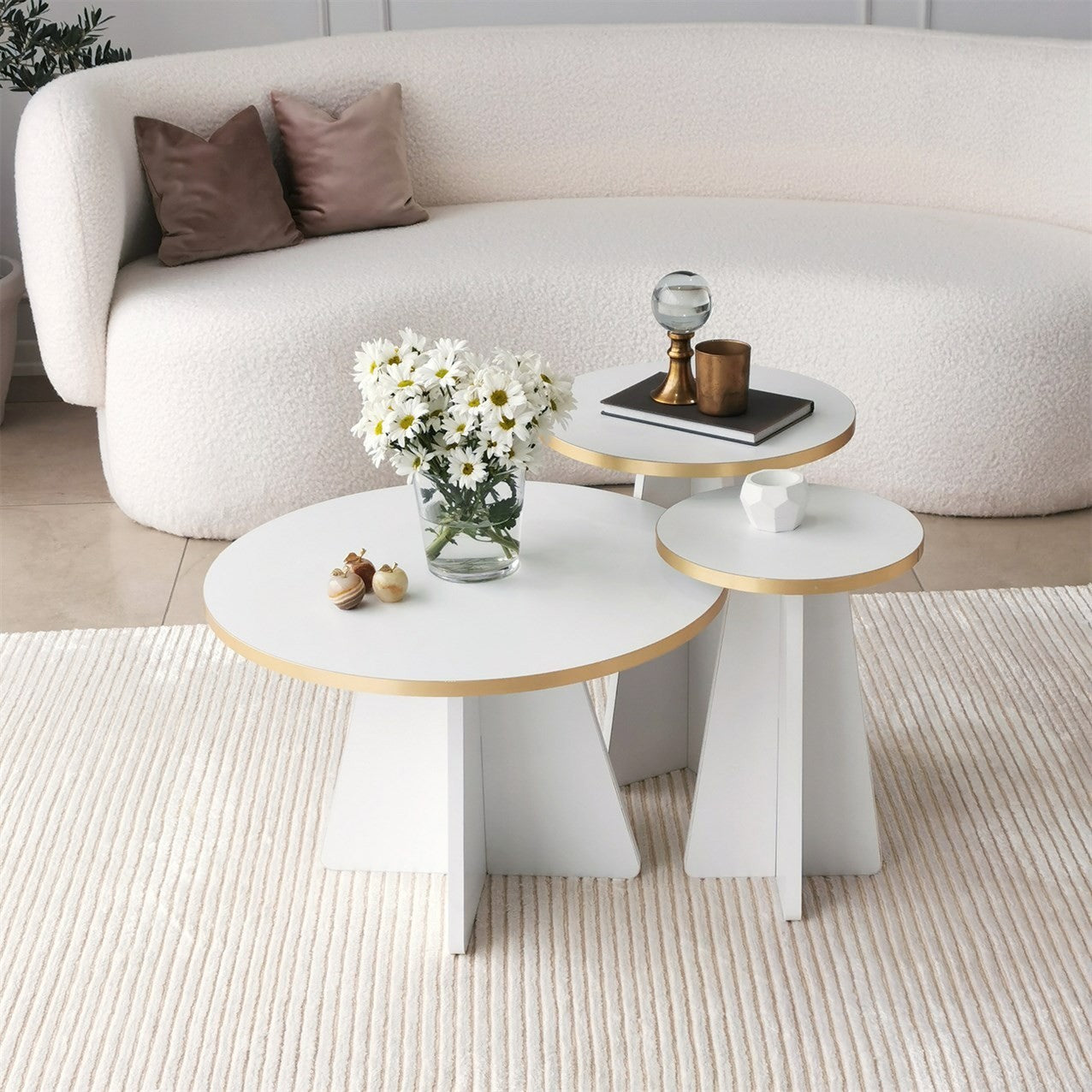 Table basse Mushroom - Gold, White v2