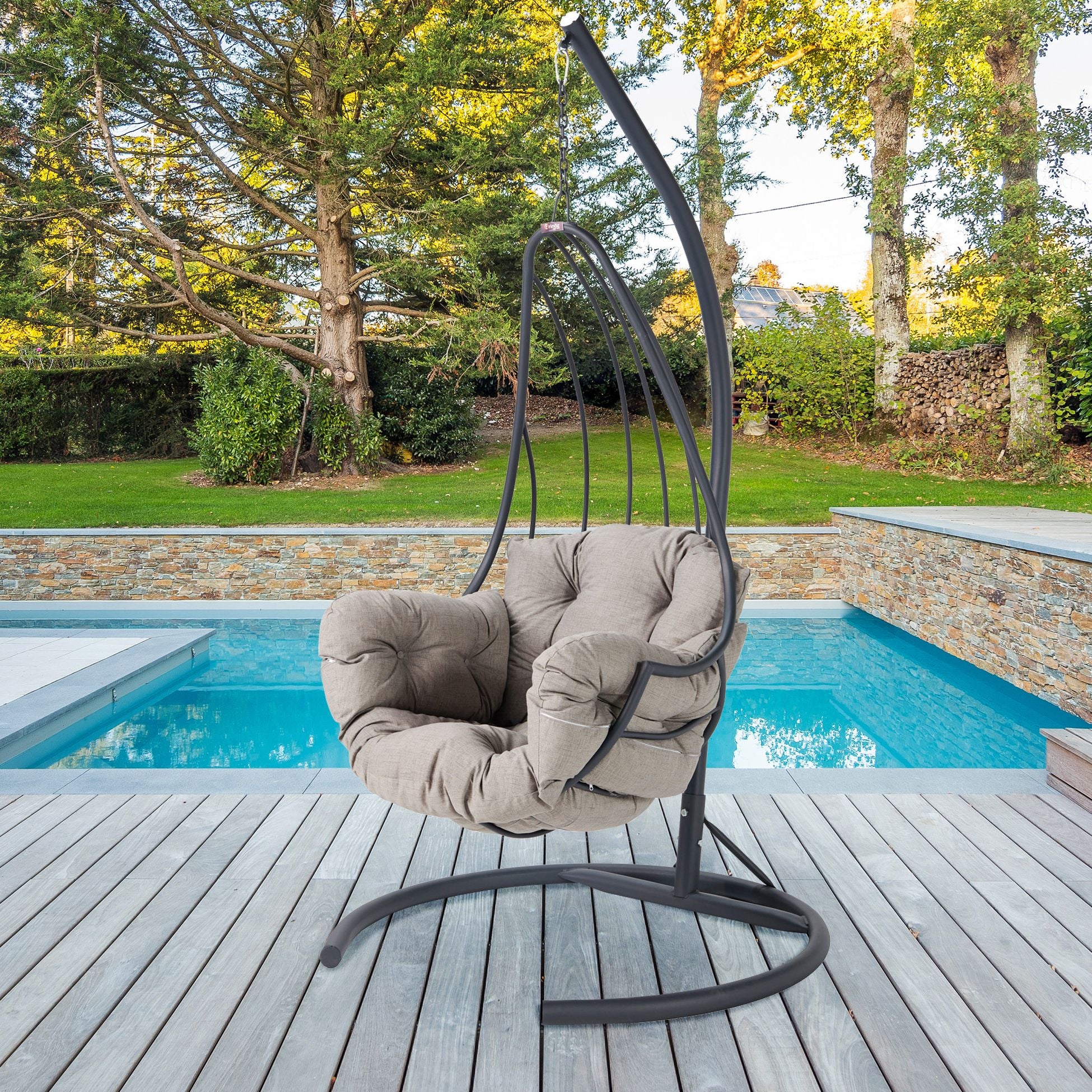 Chaise de balançoire unique de jardin Kırlangıç - Anthracite, Grey