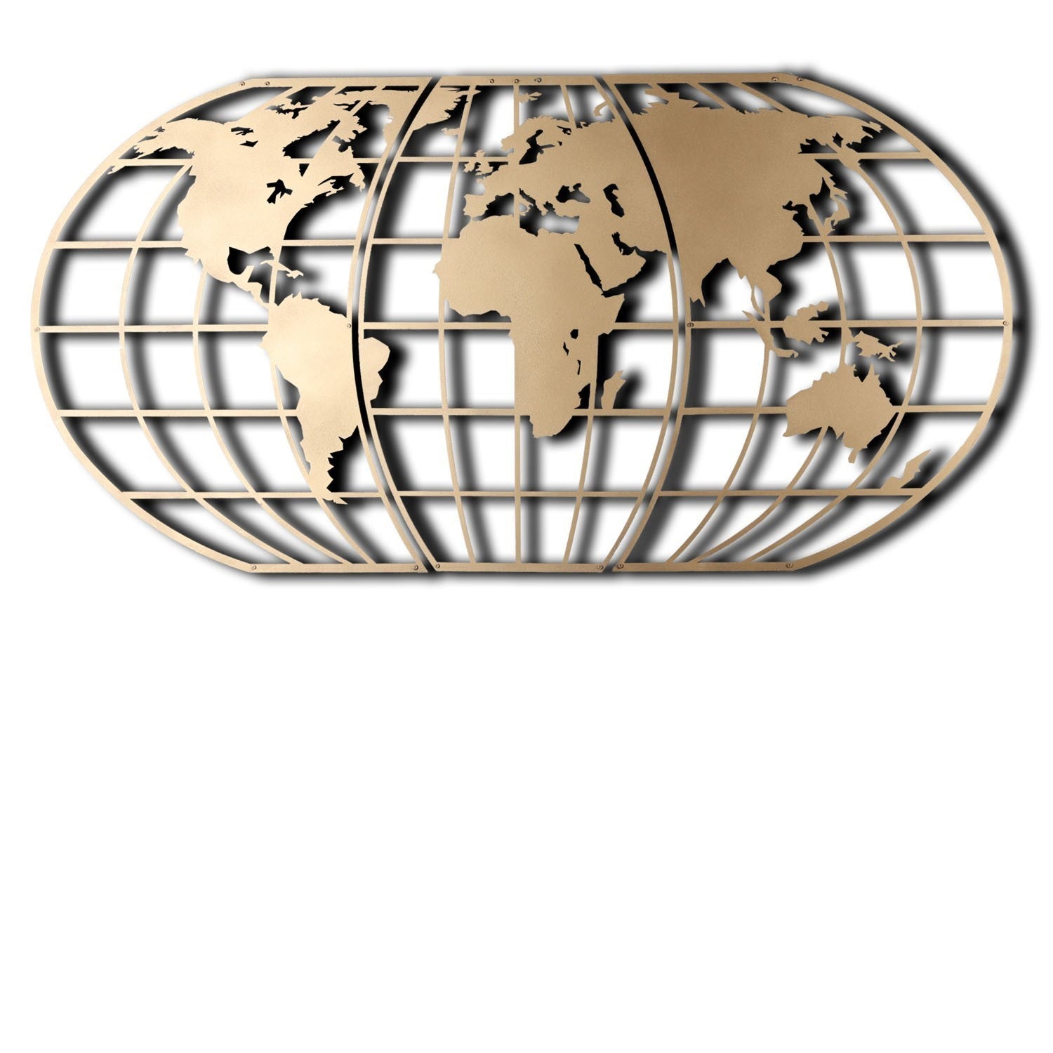 Accessoire mural en métal décoratif World Map Globe - Gold