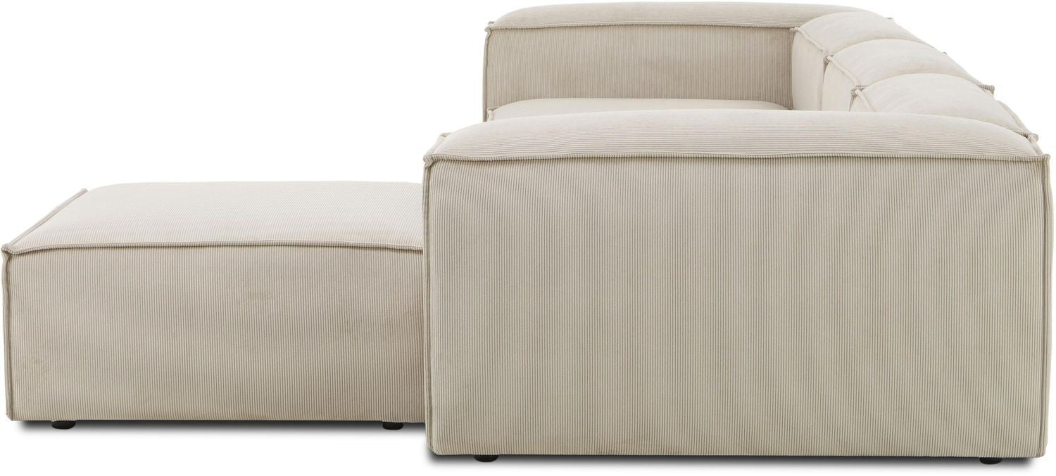 Canapé modulable 4 places en velours côtelé avec pouf Frida