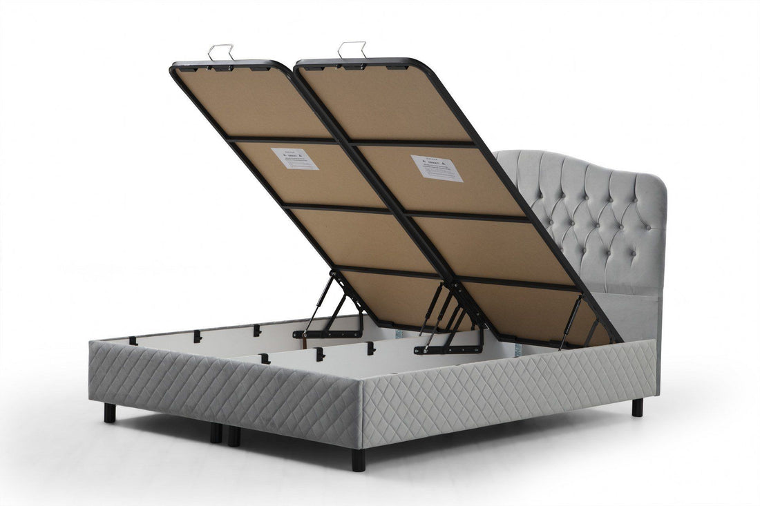 Base de lit double et tête de lit Vassi 160 x 200 - Grey
