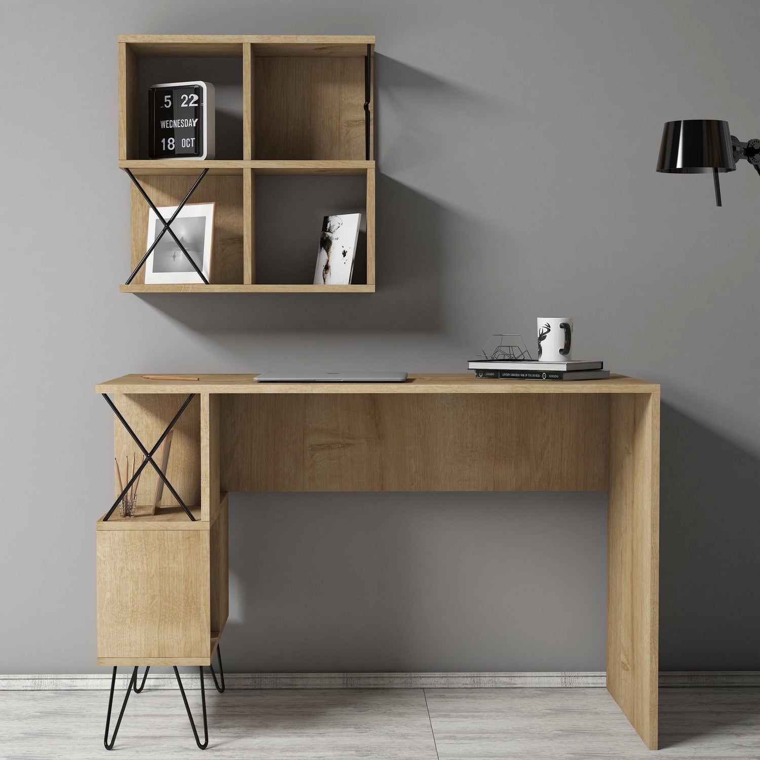 Bureau d'étude et étagère Extra 2 - Oak