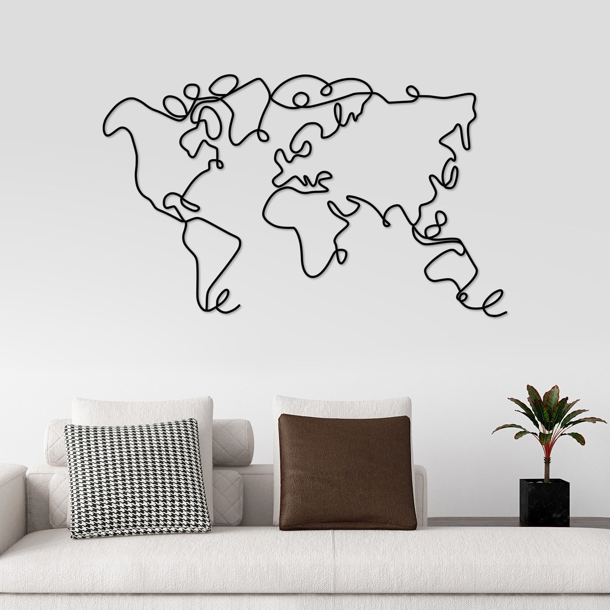 Accessoire mural en métal décoratif World Map