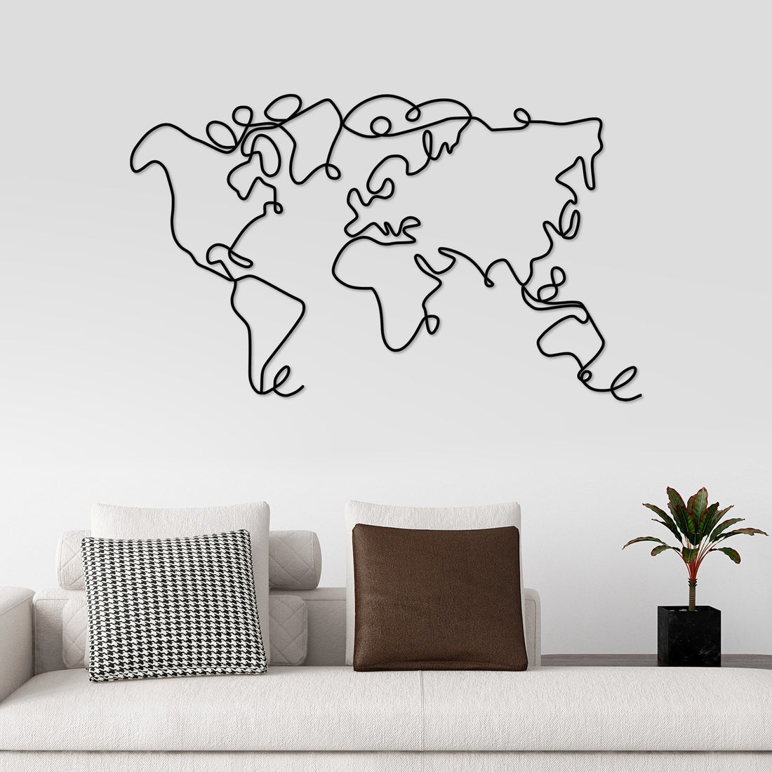 Accessoire mural en métal décoratif World Map