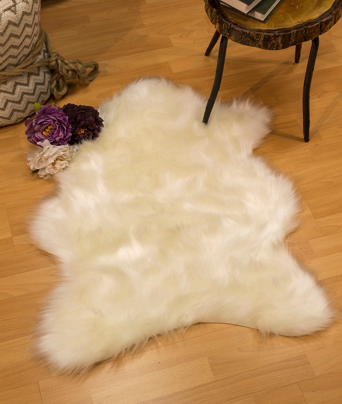Tapis de salle (100 x 150) peau de mouton - White
