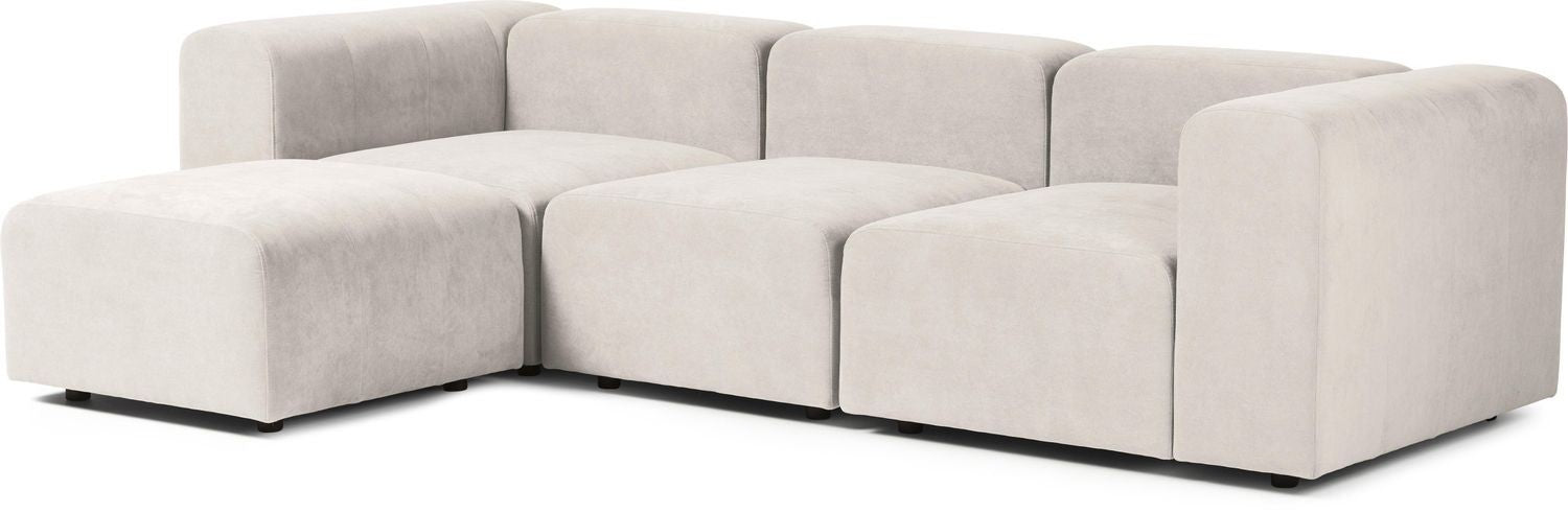 Canapé modulable 4 places en tissu avec pouf Pietro