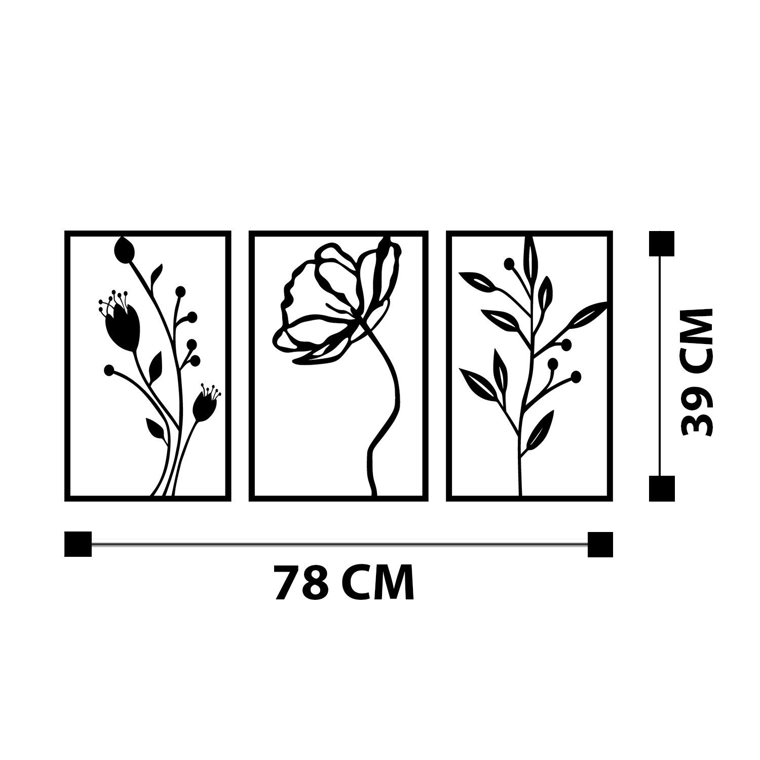 Accessoire mural en métal décoratif Flowers