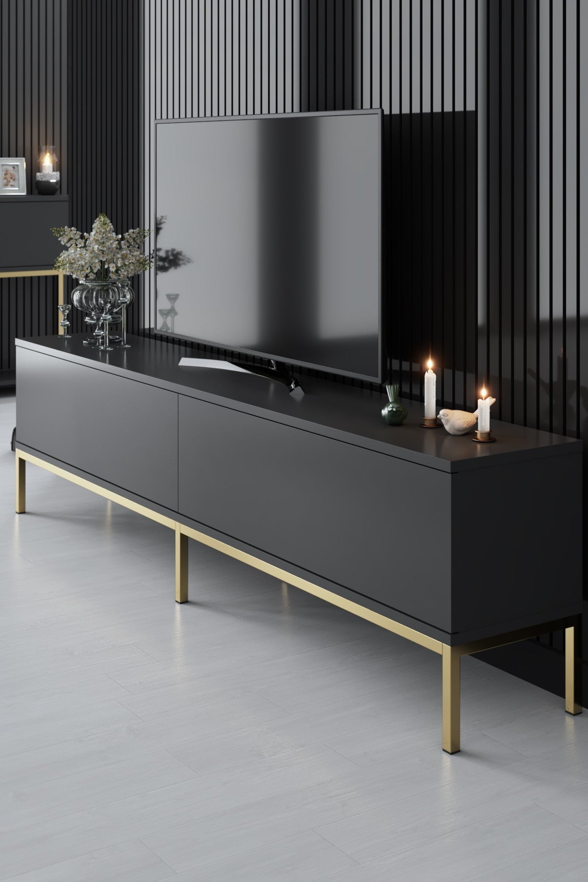 Meuble TV Lord - Anthracite, Gold