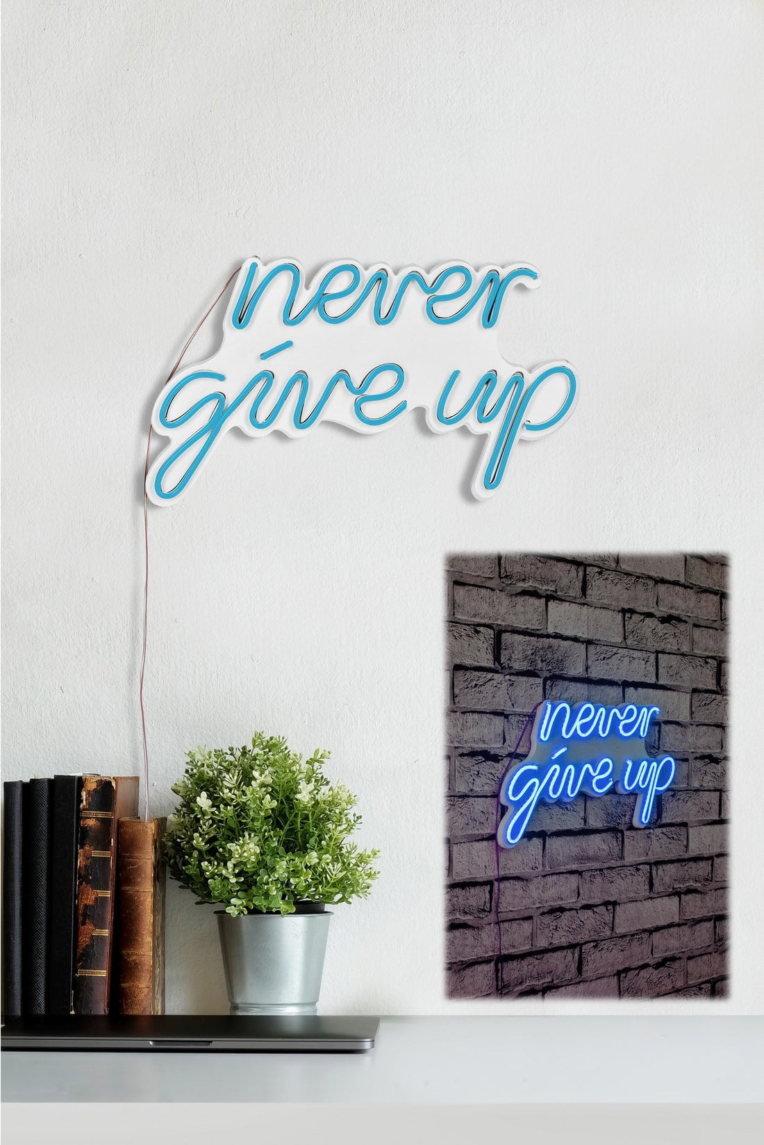 Éclairage LED en plastique décoratif Never Give Up - Blue