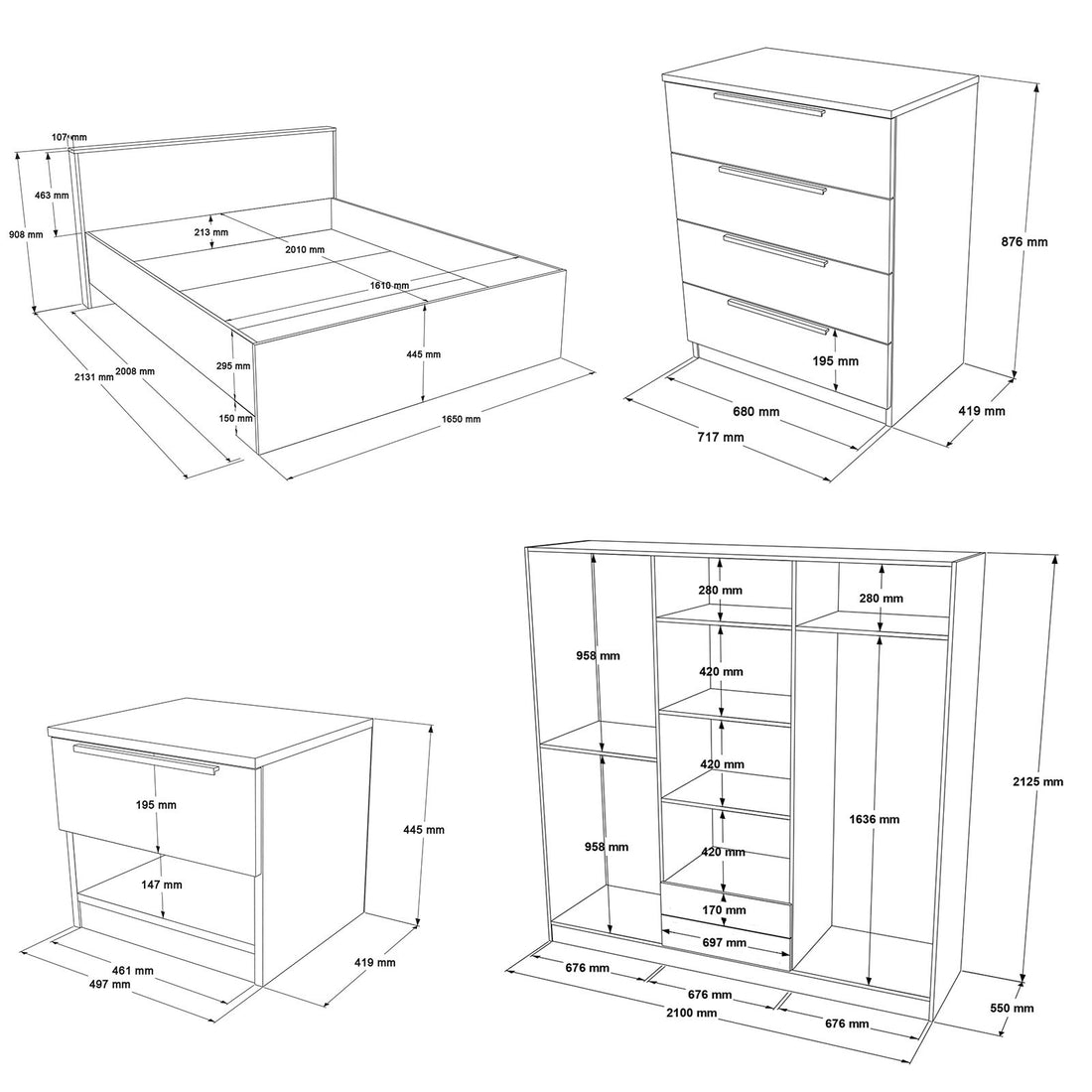 Ensemble de meubles de chambre à coucher LL8-S