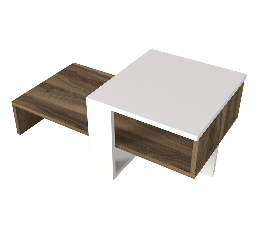 Table basse Chain - White, Walnut