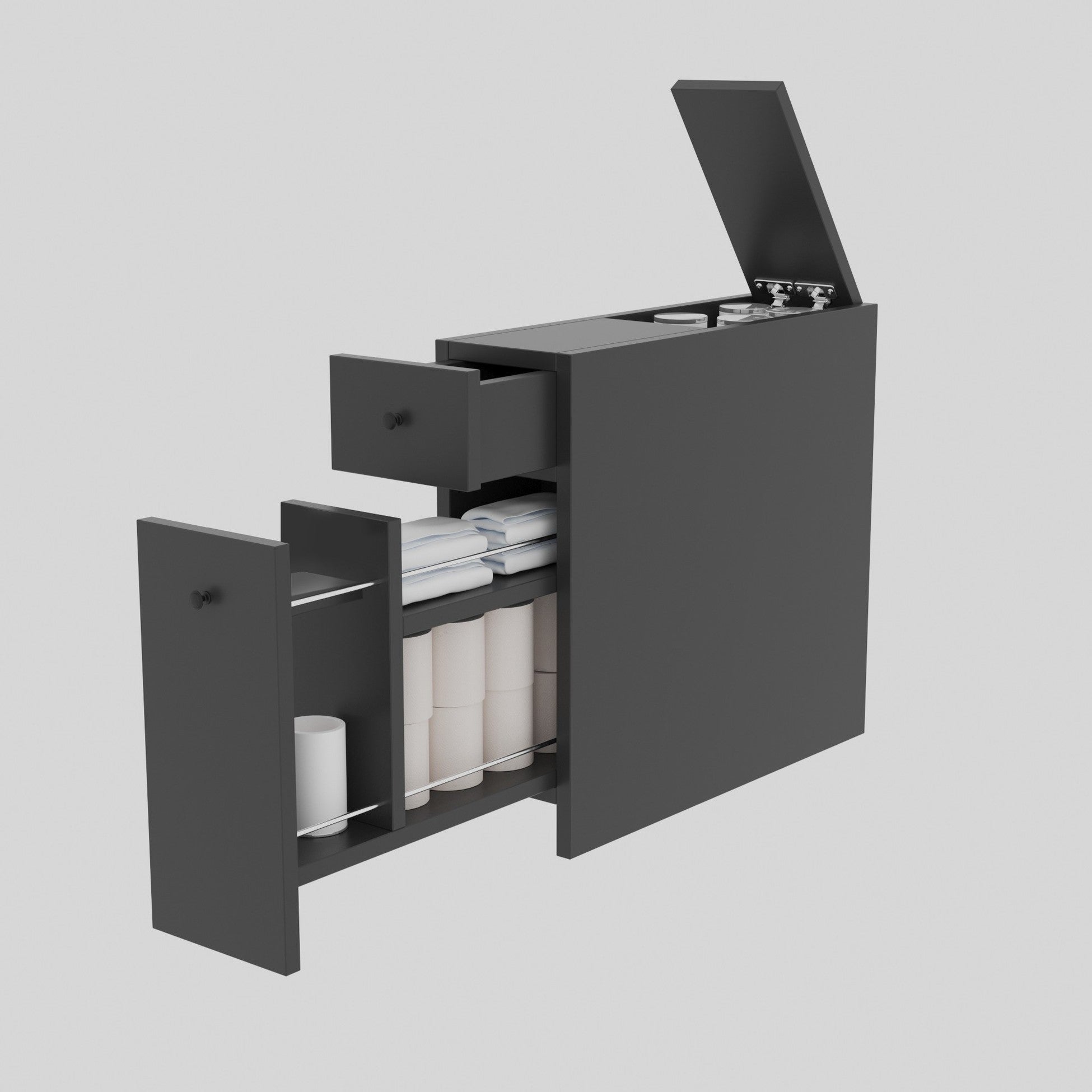 Meuble de salle de bain Caleen avec tiroirs anthracite