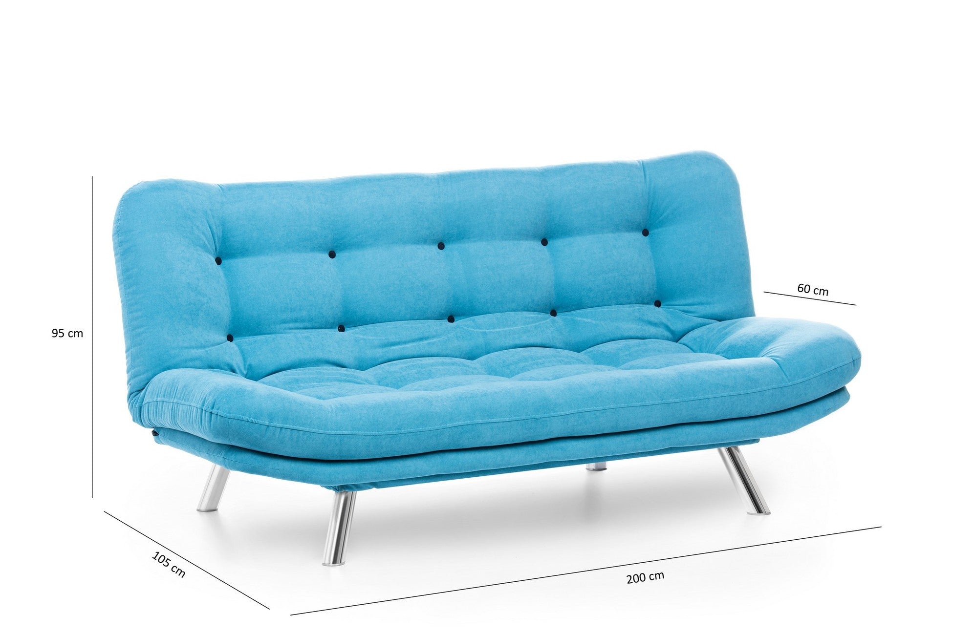 Canapé-lit 3 places Misa Sofabed - Turquoise