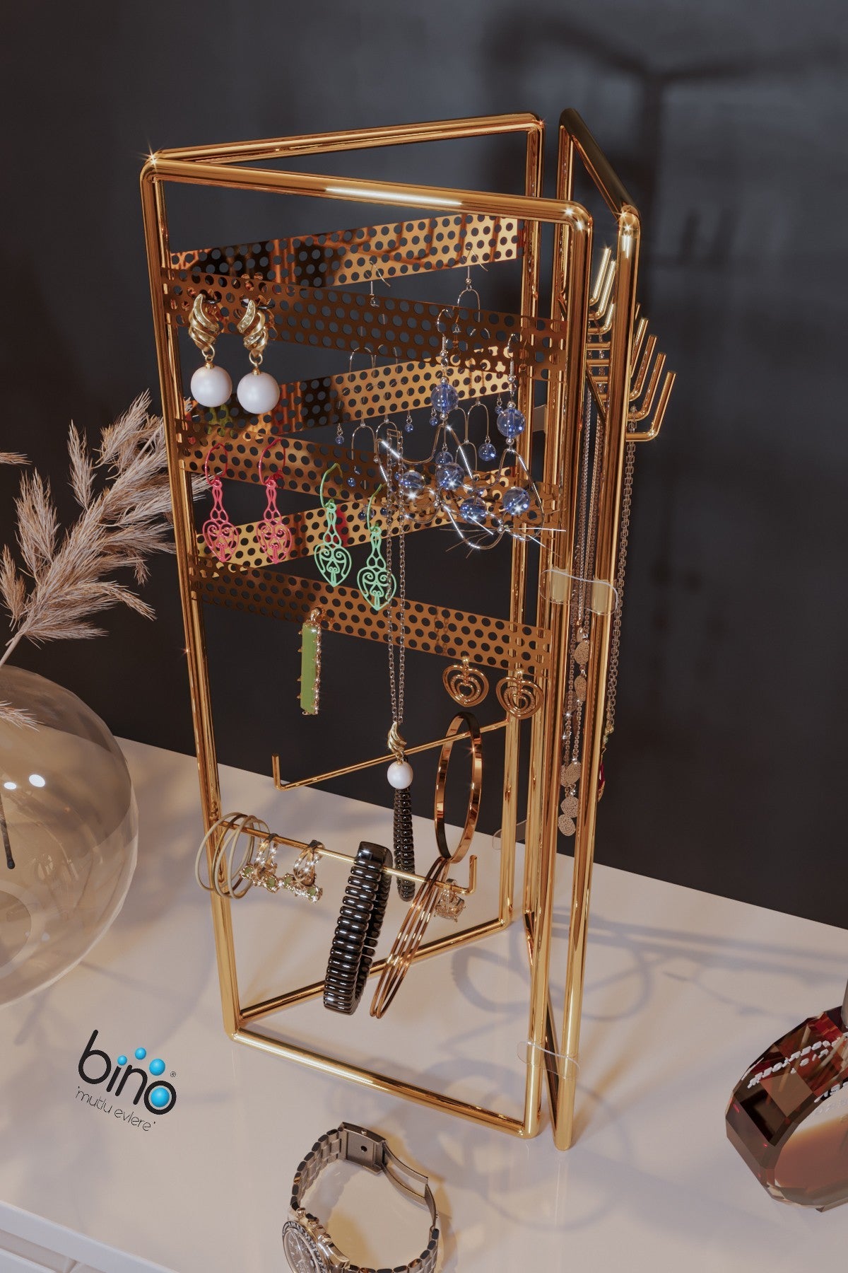 Organisateur de présentoir à bijoux 3'lü Takı Standı