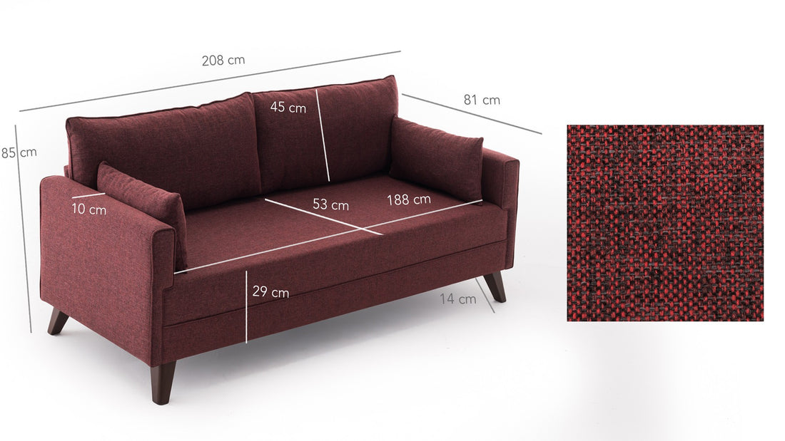 Canapé de 3 places Bella Sofa Bed - Claret Red