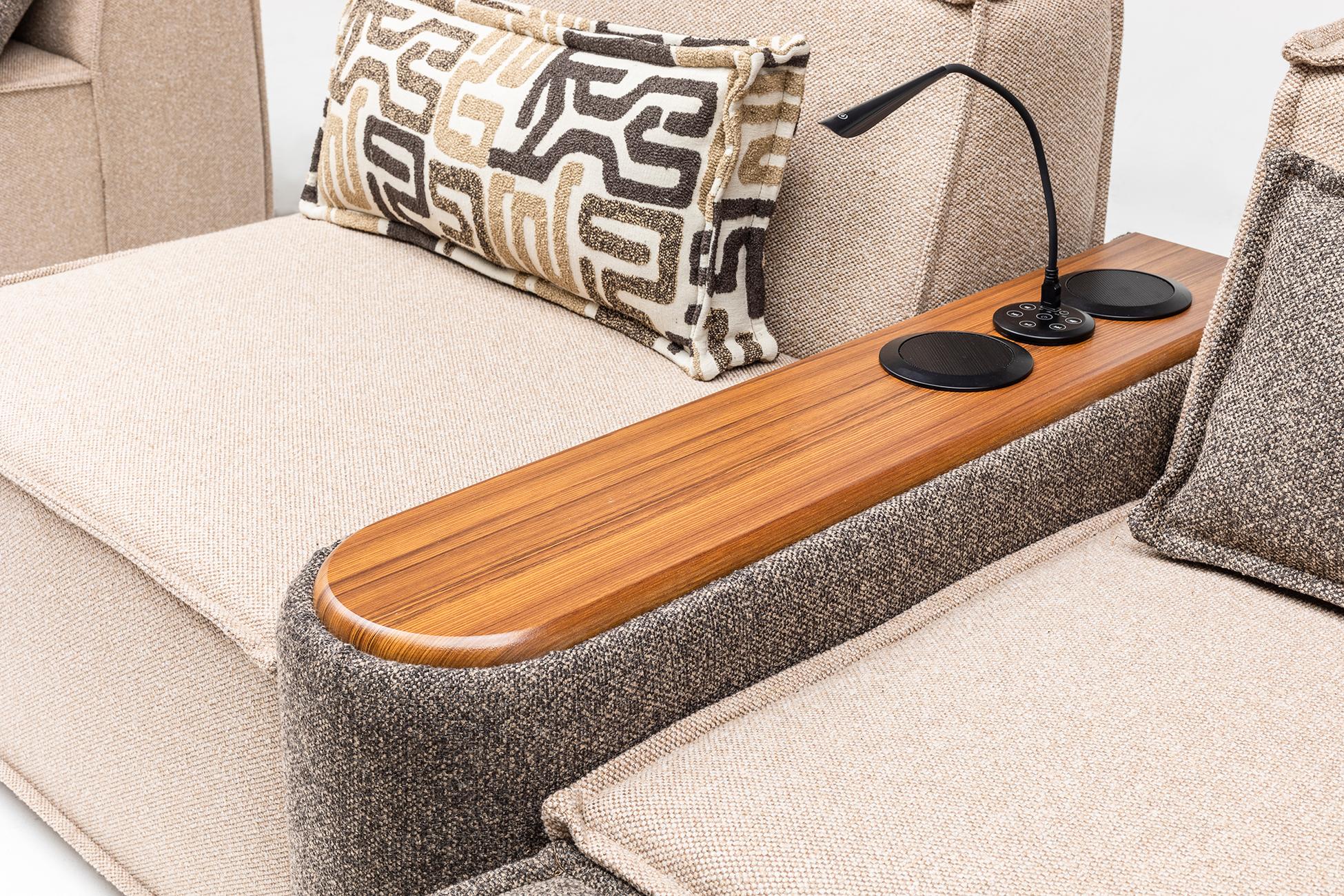 Nero Canapé Modulable avec système audio Lumière d'ambiance