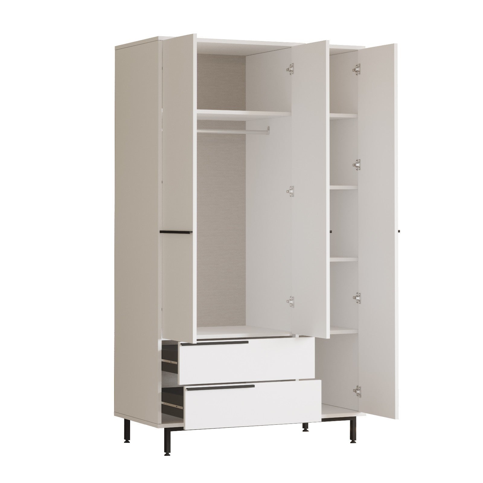 Armoire 3 portes et 2 tiroirs Evelis L112cm Blanc