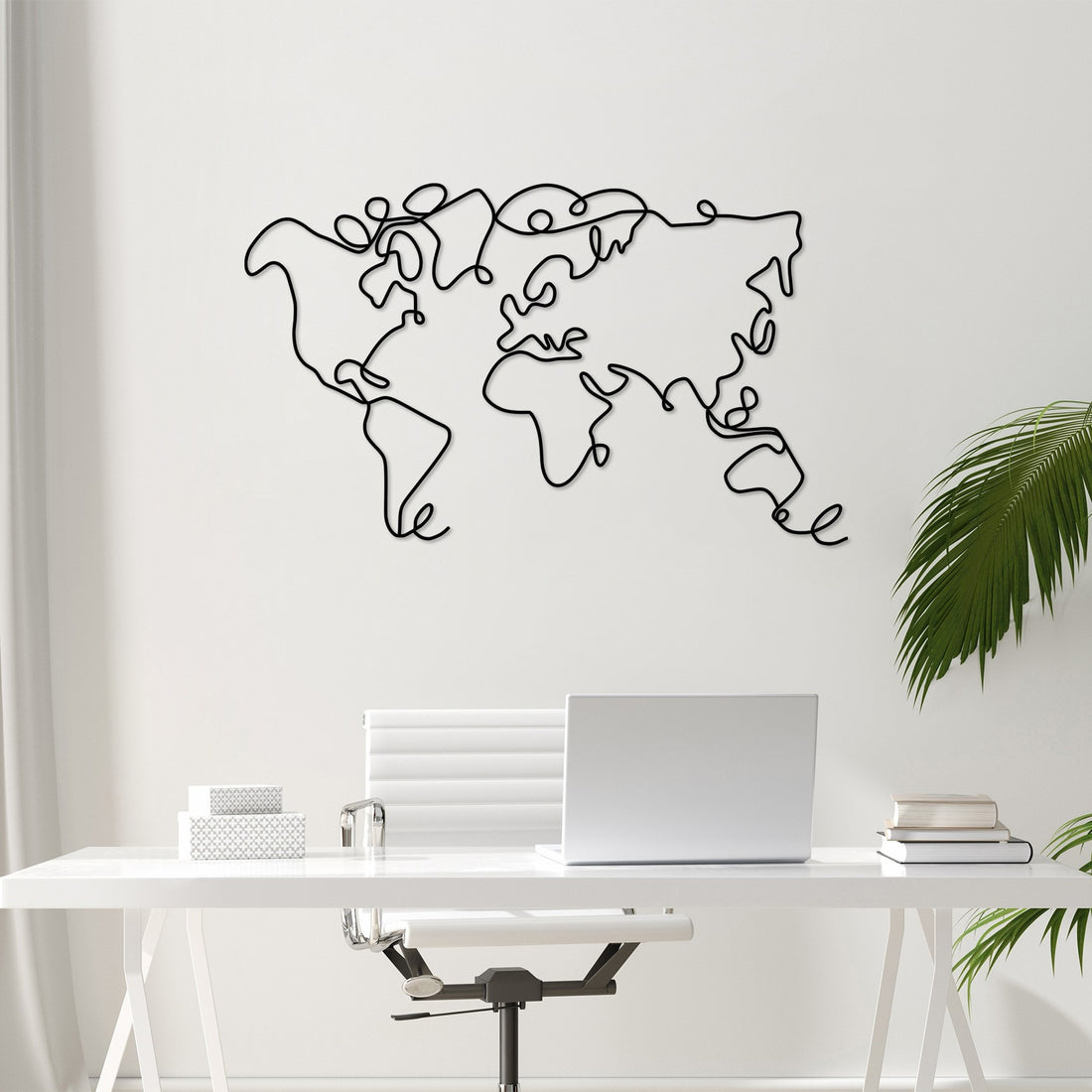 Accessoire mural en métal décoratif World Map
