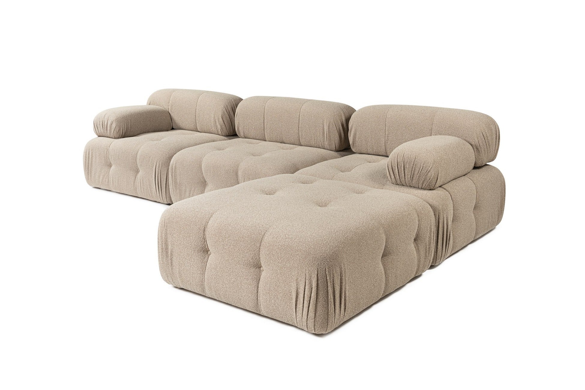 Canapé d'angle Doblo 3 Seater with Pouffe ( L1-O1-1R-Pouffe) - Peach