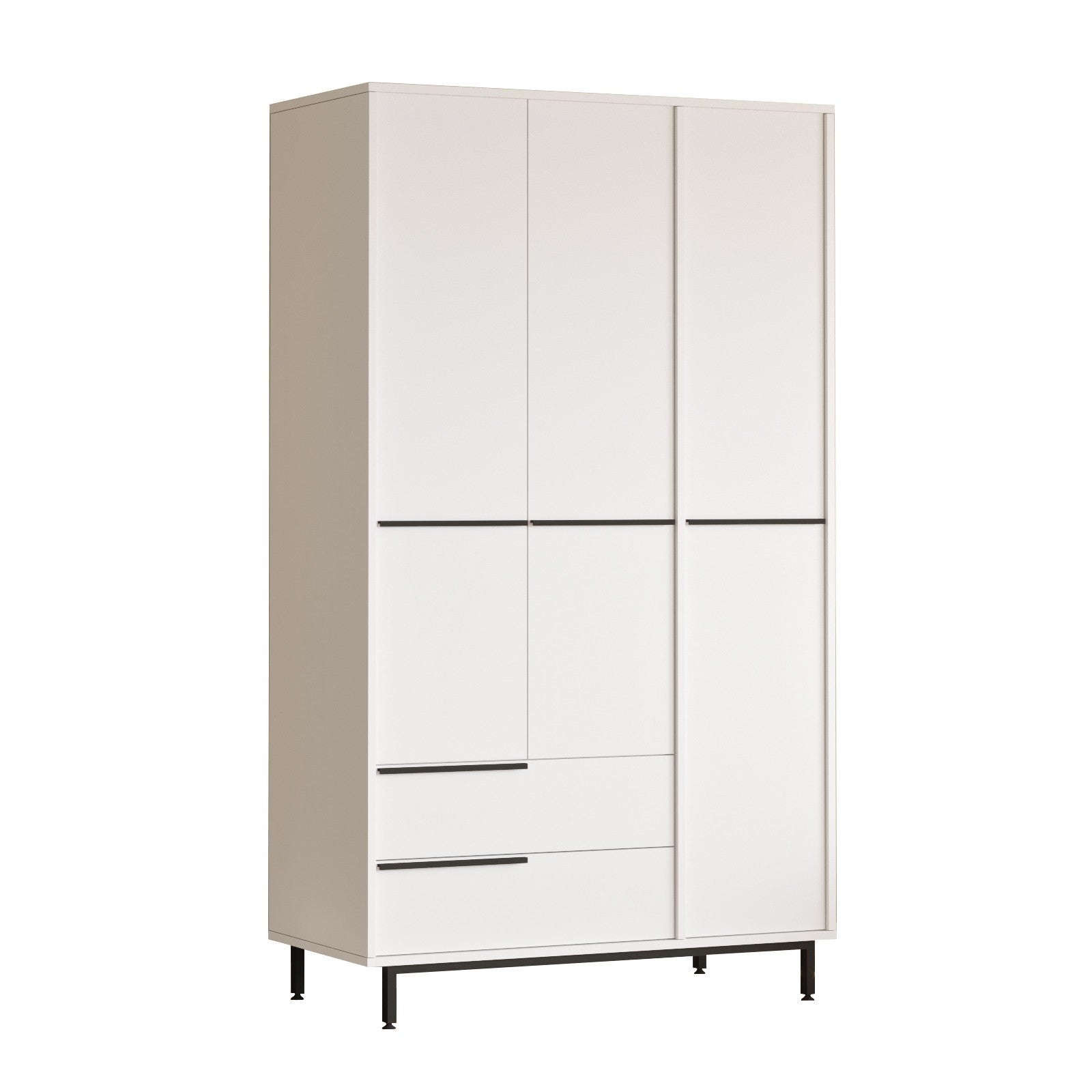 Armoire 3 portes et 2 tiroirs Evelis L112cm Blanc