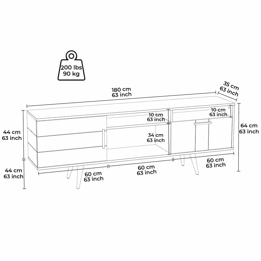 Termini Meuble Tv blanc 179,5x63,2cm