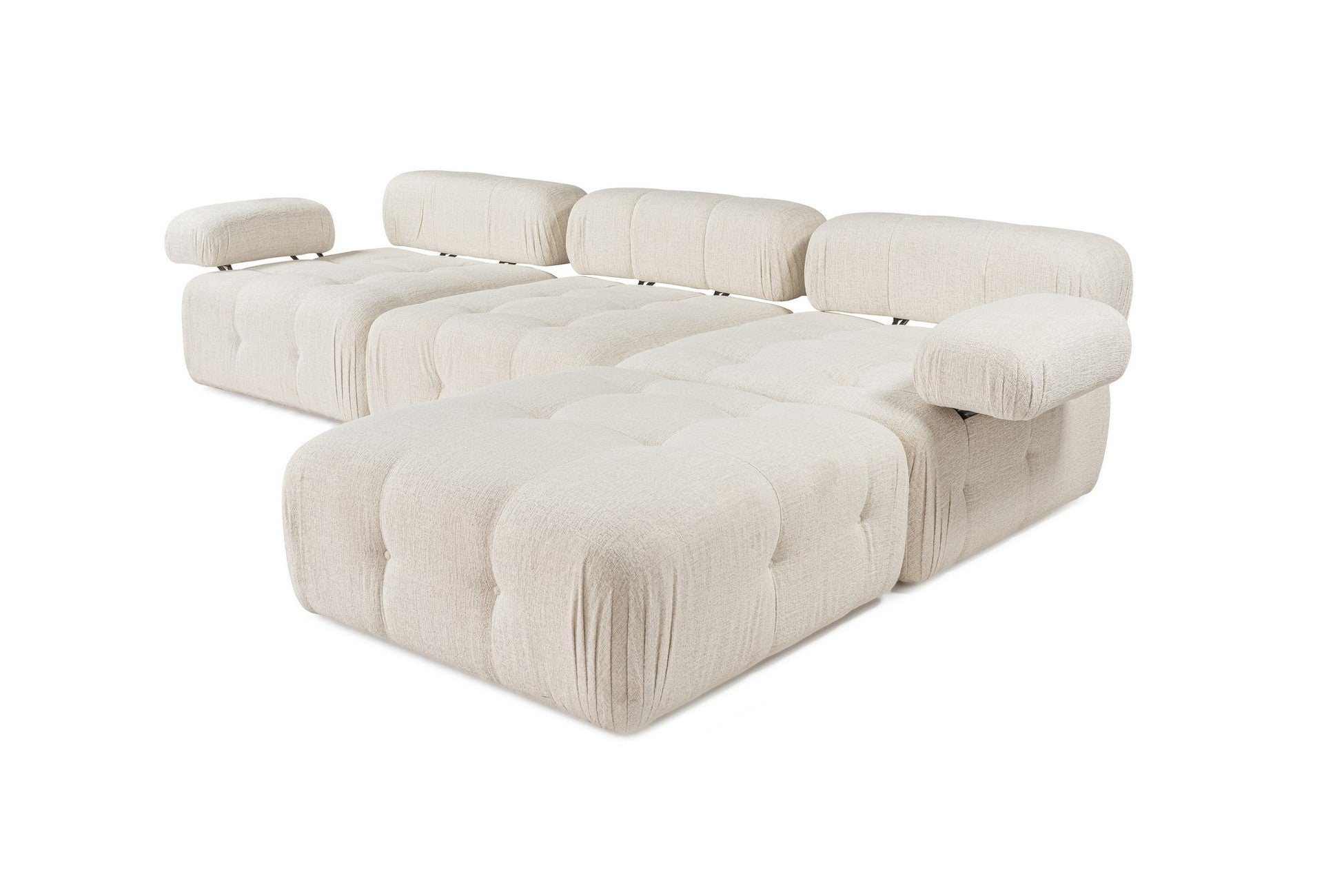 Canapé d'angle Doblo 3 Seater with Pouffe ( L1-O1-1R-Pouffe) - Cream