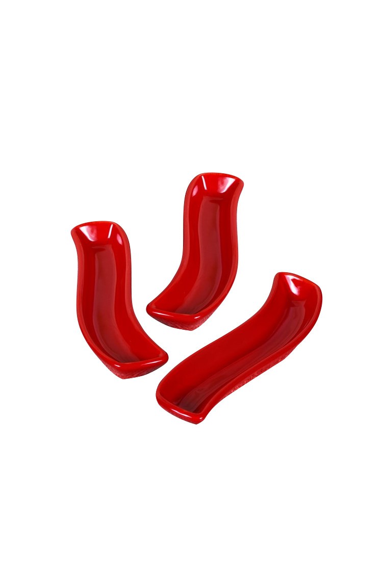 Plate Set (3 Pieces) Red Ivory Olive Pot 18 Cm 3 Pieces