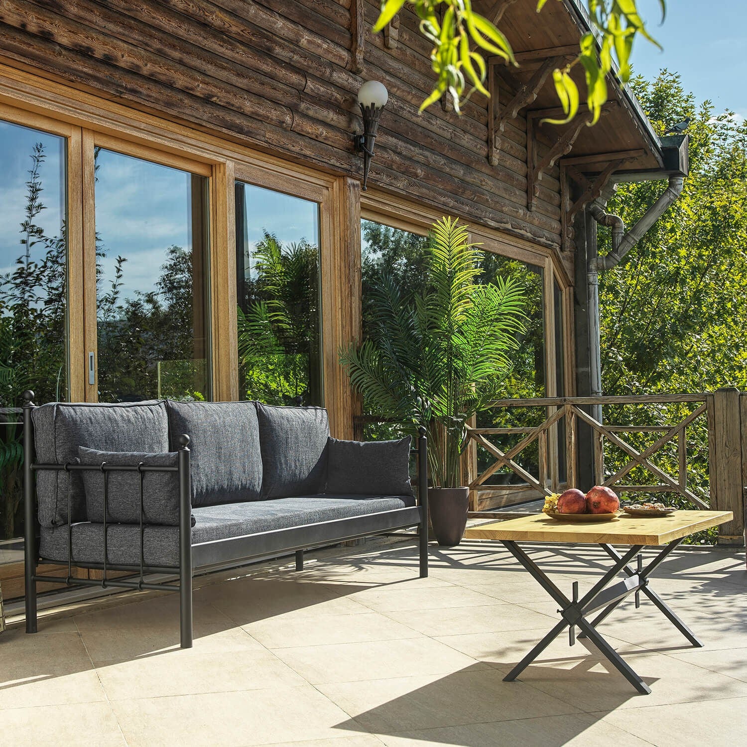 Canapé jardin de 3 places Lalas - Black, Anthracite