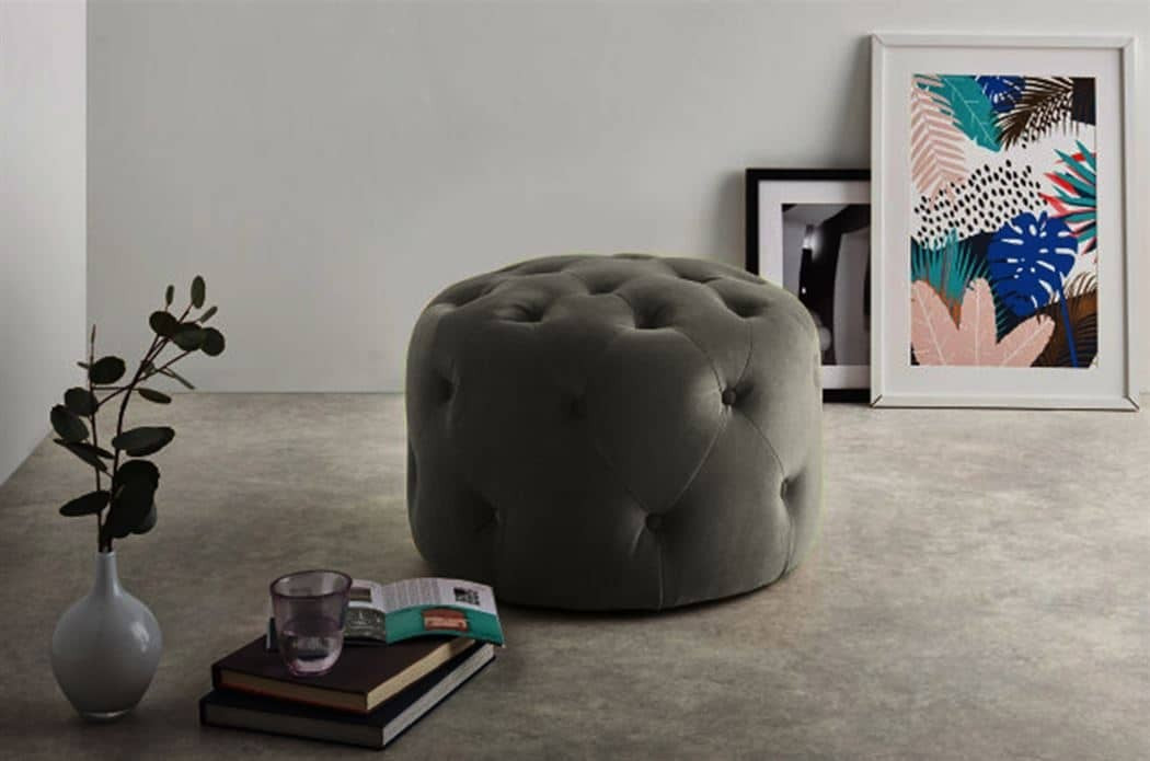 Pouf en velours avec Boutons Veronica