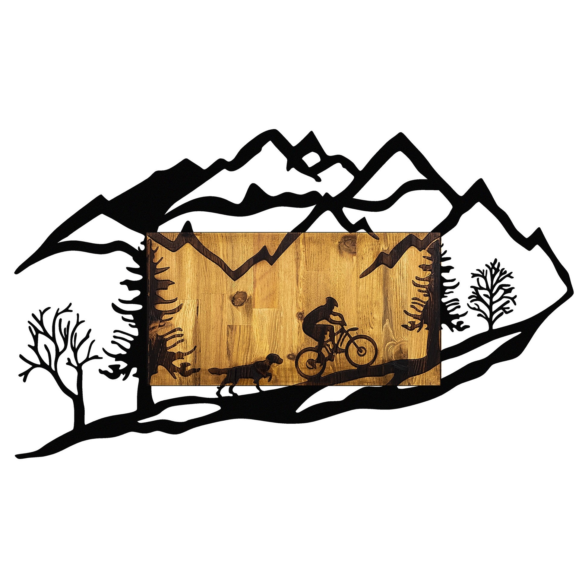Accessoire mural en bois décoratif Bicycle Riding in Nature 1