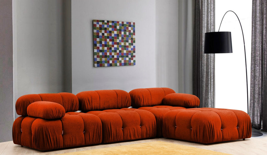 Canapé d'angle modulable et transformable Nourhane Velours Tuile