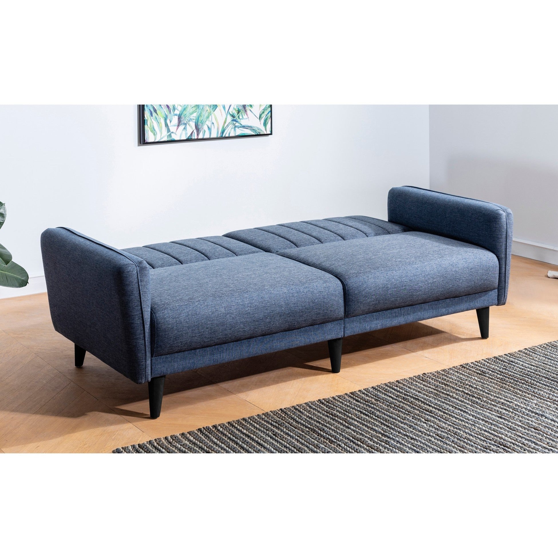 Ensemble canapé convertible 2 places et fauteuil Ikaria Tissu Bleu v2