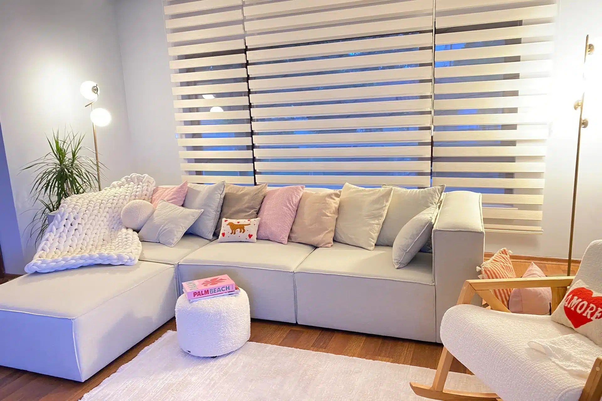 Canapé modulable 4 places en Lin avec pouf Frid