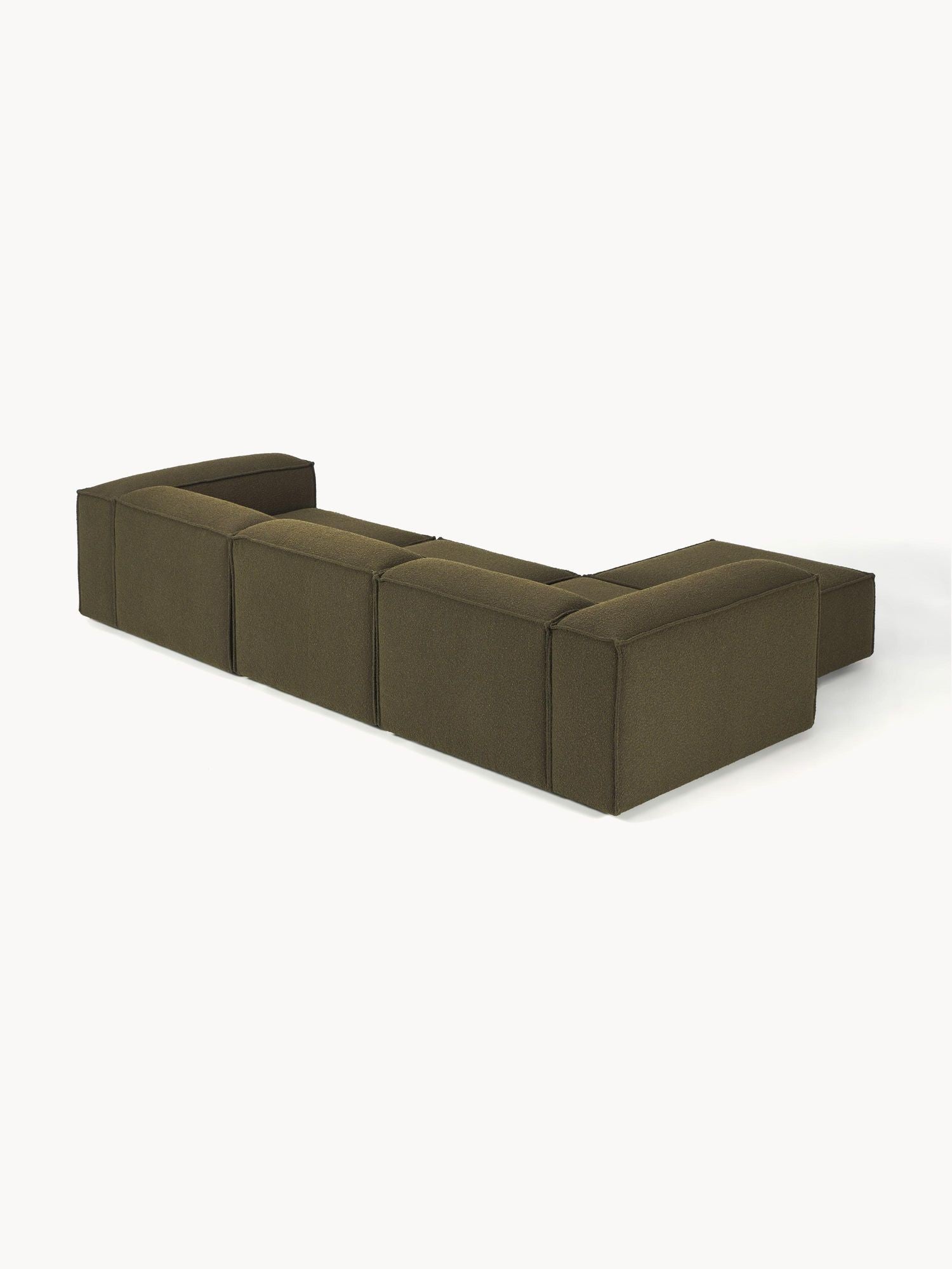 Canapé modulable 4 places en tissu bouclé avec pouf Frida