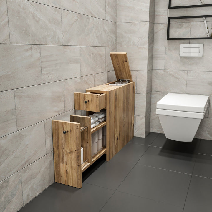Meuble de salle de bain Caleen avec tiroirs en noyer