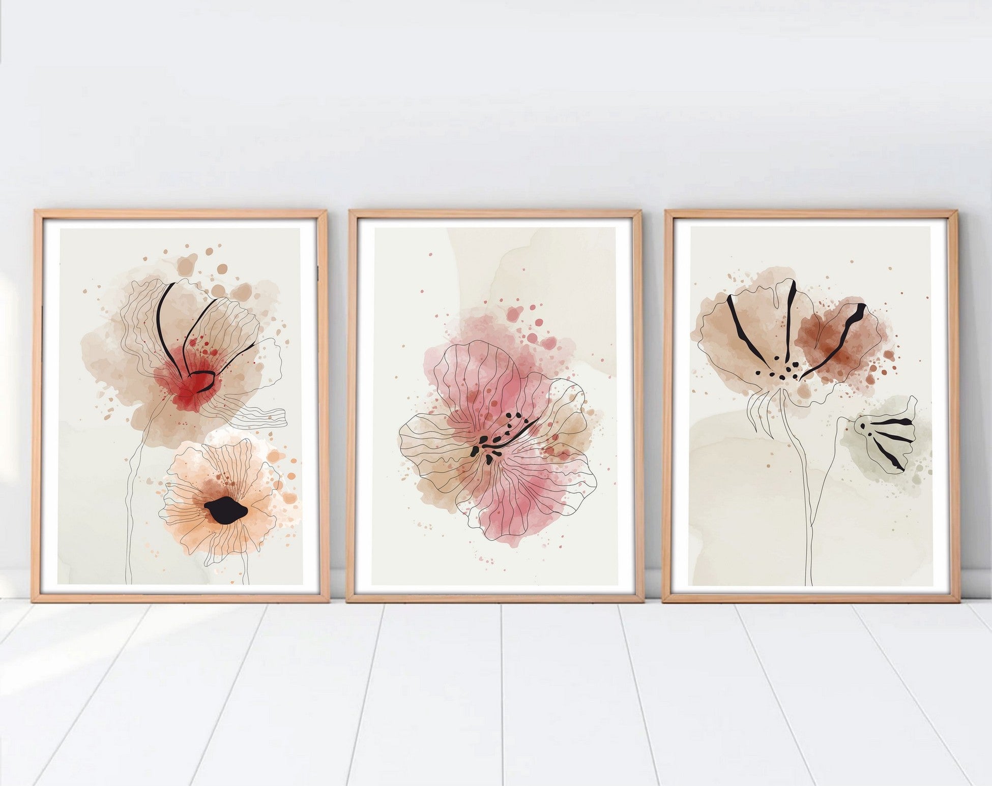 Peinture mdf encadrée décorative (3 pièces) Huhu205 - 50 x 35