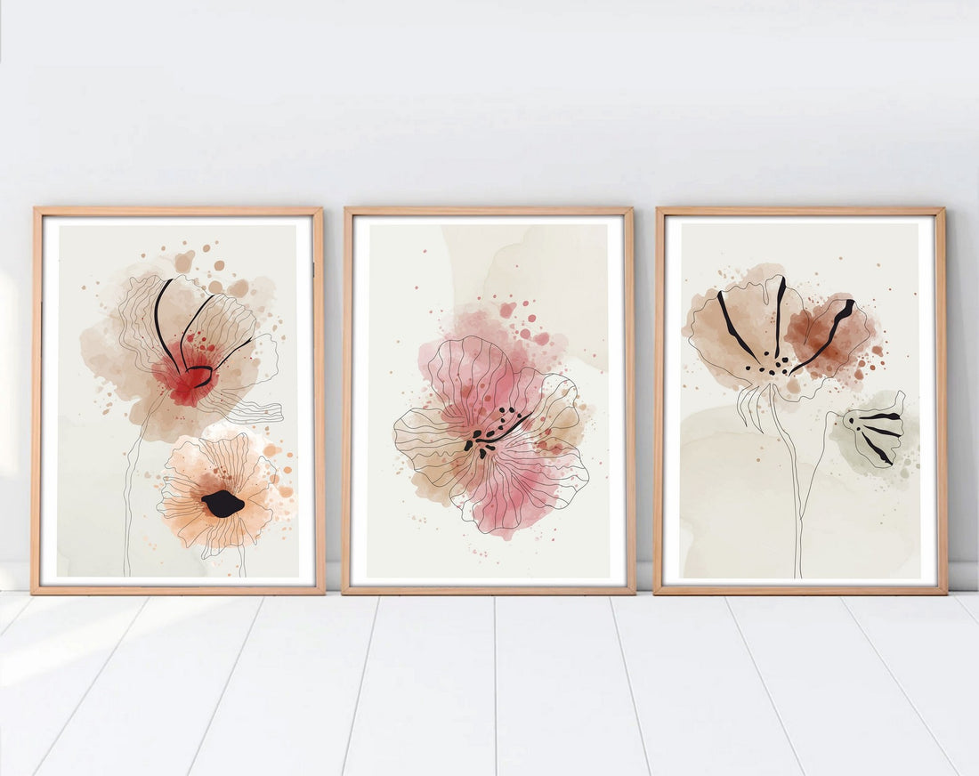 Peinture mdf encadrée décorative (3 pièces) Huhu205 - 50 x 35