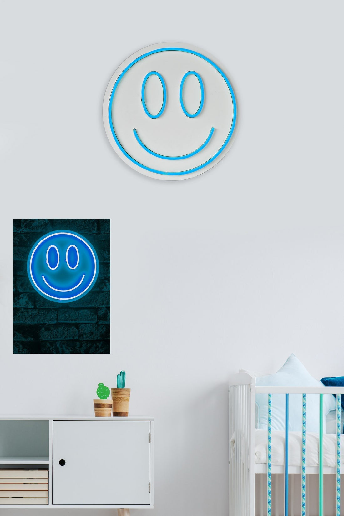 Éclairage LED en plastique décoratif Smiley - Blue