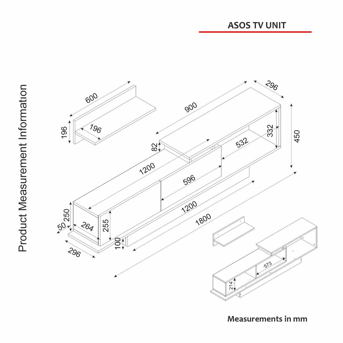 Unité de télévision Asos - White, Walnut