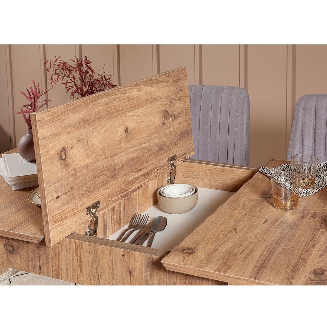 Table à manger extensible et jeu de chaises (5 pièces) Vina Atlantic Soho Grey