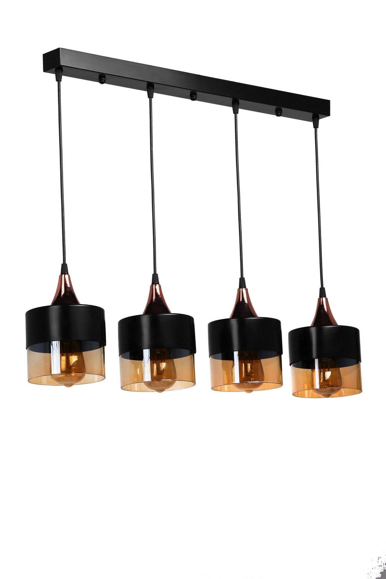 Lustre Sahra 4 pièces lampe à suspension en rangée noir