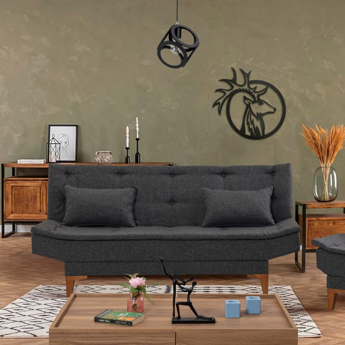 Canapé-lit 3 places Santo - Anthracite