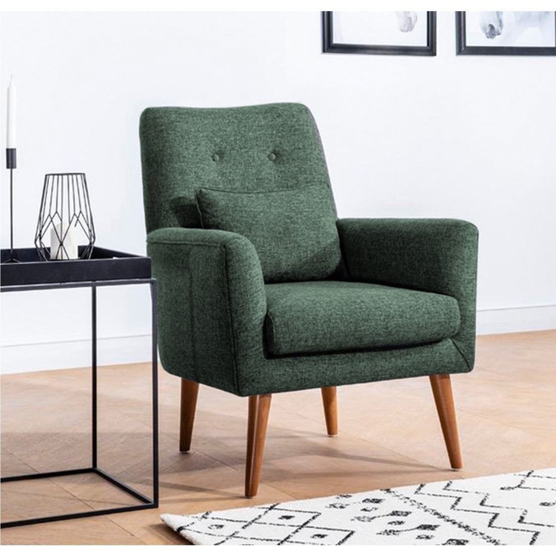 Ensemble canapé convertible 2 places et fauteuil Ikaria Tissu Vert