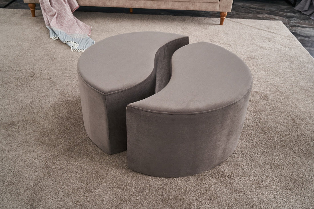Lot de 2 poufs puzzle Ratsel L43xH40cm Velours Taupe