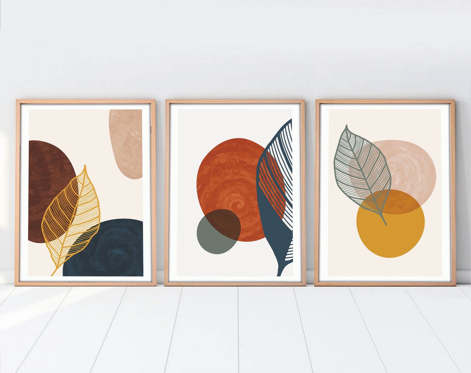 Peinture MDF encadrée décorative (3 pièces) Huhu209 - 50 x 35