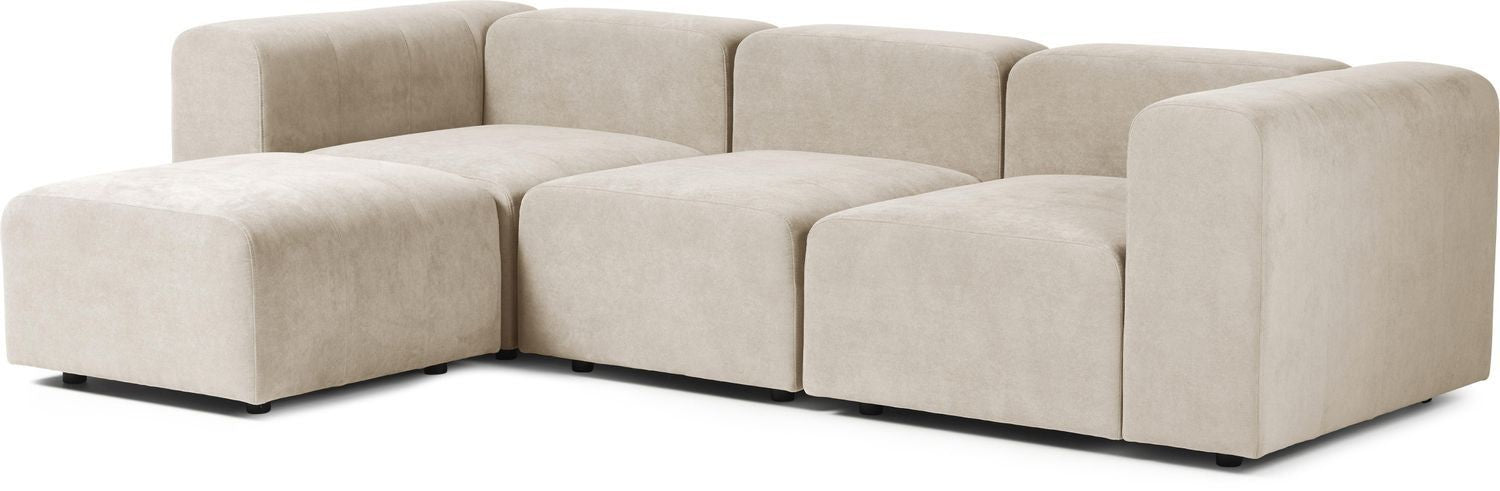 Canapé modulable 4 places en tissu avec pouf Pietro