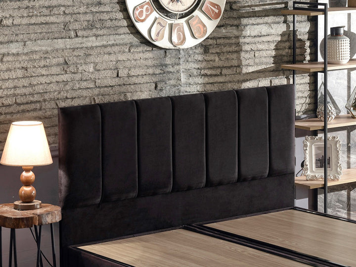 Base de lit double et tête de lit Ela Double - Black (150 x 200)
