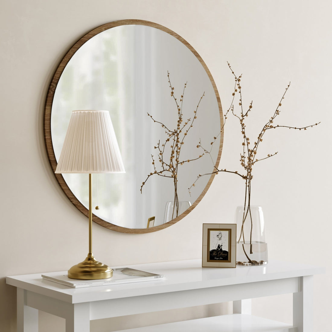 Miroir Dekoratif Yuvarlak Ayna Ceviz A707